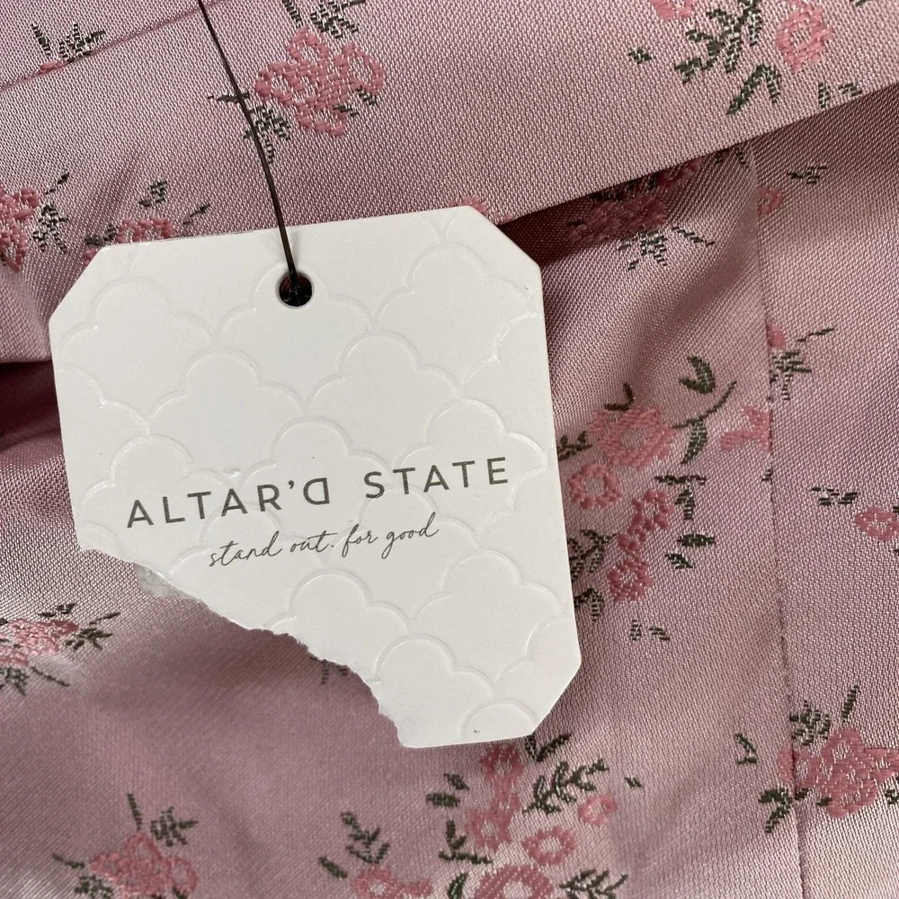 Altar'd State Floral Crop Top Womens Large Pink‎ Off Shoulder Hannali Coquette